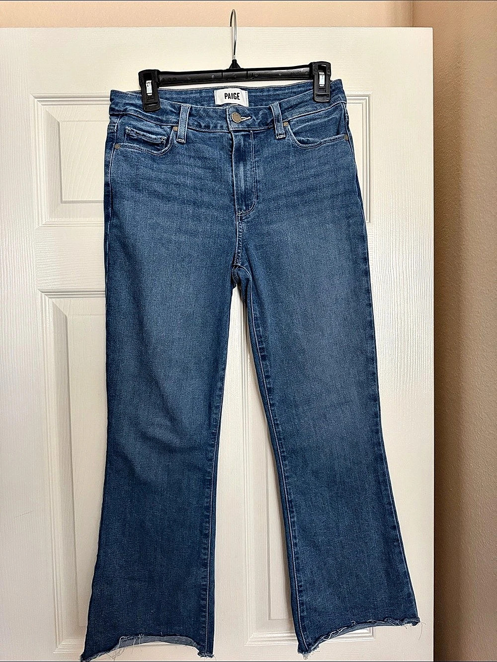 Paige Colette Crop Flare Jeans Flare Jeans in Blue Waist 28